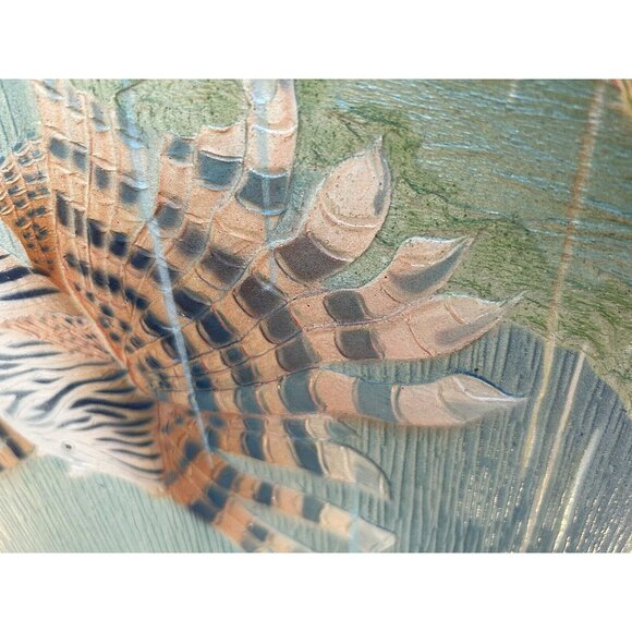 Vtg Original Thick Texture Oil Painting Tropical Fish Brass Frame 20" Registered - Picture 3 of 13